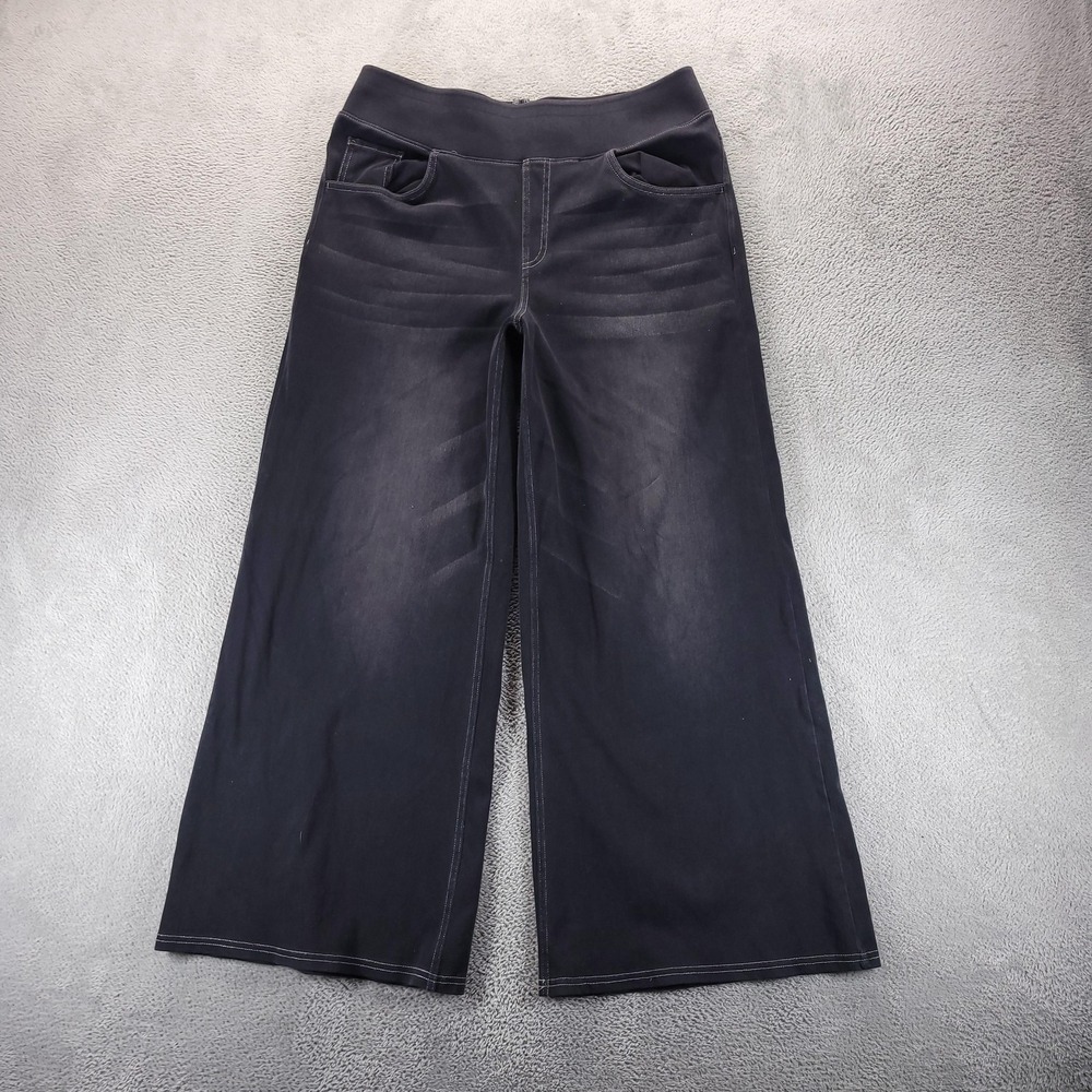 Halara Jeans Womens XL Black Wide Leg Denim Pull On Stretch Casual Shaping